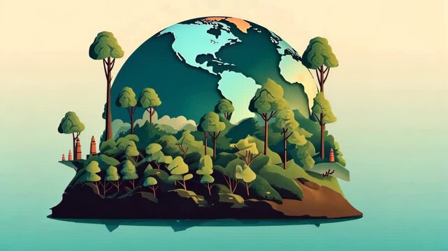 World environment and earth day concept flat illustration background. 