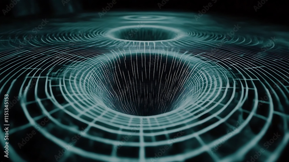 Poster Abstract digital vortex tunnel with interconnected grid lines.
