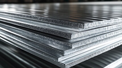 a set of galvanized steel sheets, isolated white background.