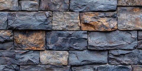 Close up view showcasing a detailed stone wall background, highlighting the textures and patterns that make this stone wall background unique and visually striking. Perfect for various design uses.