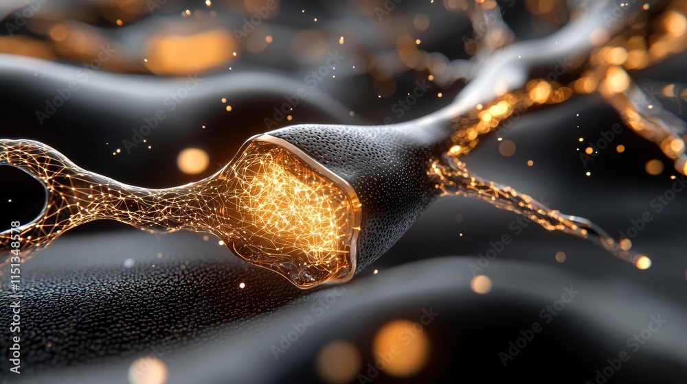 Poster abstract visualization of neural network connections with glowing synapses in a futuristic digital e
