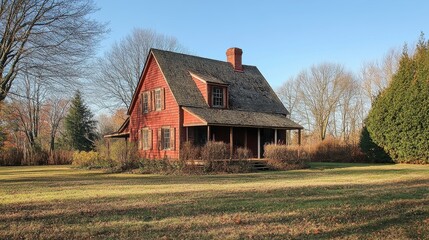 Obraz premium Saltbox house with a steep, gabled roof.