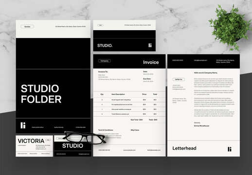 Black And White Stationery Set