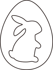 Isolated Easter egg shape with bunny pattern outline.
Cute Easter egg coloring drawing.
Transparent background.