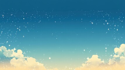 Naklejka premium A peaceful dawn sky with light clouds, transitioning from deep blue to golden, leaving space for text