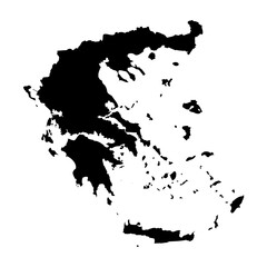 Greece high detailed vector representation of country silhouette in solid black on white background. For educational, decorative, or informational use showcasing the national outline.
