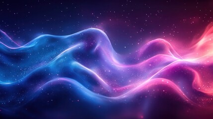 Fototapeta premium Abstract composition of flowing, translucent ribbons of light across a deep, star speckled background, evoking a cosmic, ethereal quality.