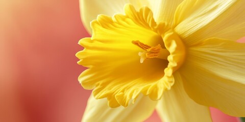 Obraz premium Vibrant close up of yellow flowering daffodil in spring, showcasing the delicate petals and rich color of the daffodil, perfect for celebrating the beauty of spring and blooming flowers.