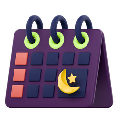 3D Illustration of muslim calendar for ramadan celebration