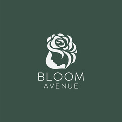abstract hand drawn decorative vintage horizontal flower logo with stars. icon, vector illustration in trendy line linear art style. Branding. Floral Boutique, Fashion, Feminine, Art, Spiritual