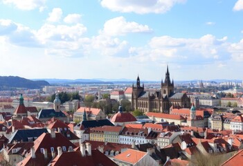 Obraz premium A breathtaking panoramic view of Prague Castle and Lesser Town in Prague