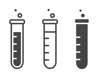 test tube flat and line icons. medical and microbiology laboratory symbols. isolated vector images in simple style