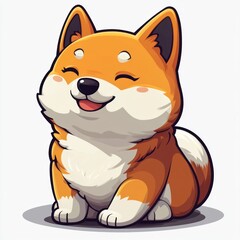 Obraz premium Happy cartoon Shiba Inu puppy sitting. (3)