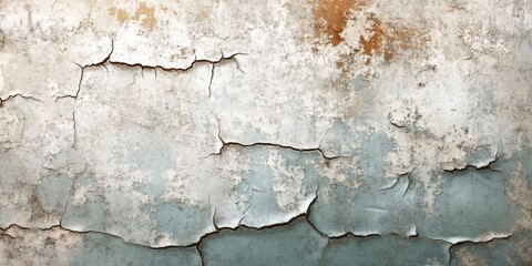 Obraz premium Texture and background featuring a wall with shabby paint and visible plaster cracks, showcasing the unique qualities of the texture and background in a weathered and aged appearance.