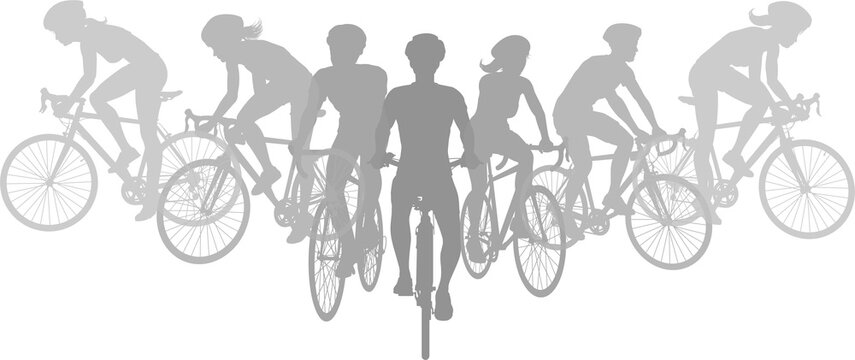 Cyclists Bikes Silhouette Bike Cyclist People Set