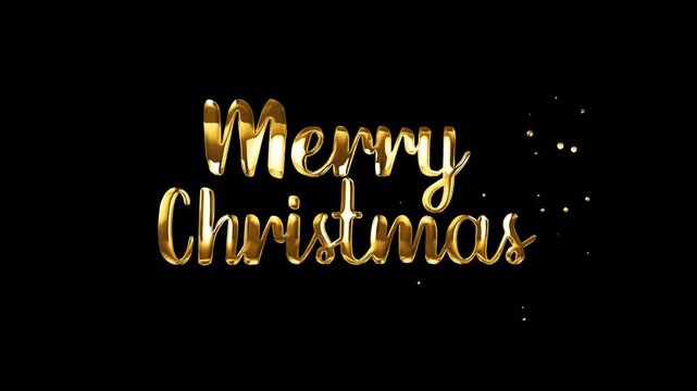 Merry Christmas animation, is suitable for celebrations, wishes, events, messages, holidays, and festivals. Animated handwritten in golden color on the black background alpha channel.