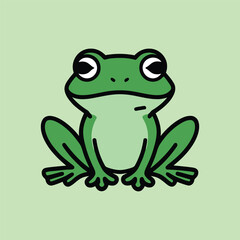 Cute Cartoon Green Frog Illustration