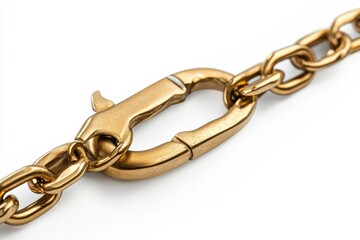 Fototapeta premium Macro Shot of Hanging Chain with Pliers on White Background