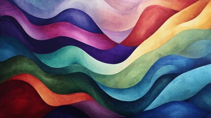 Soft, flowing wave-like shapes in various colors, layered together to form a cohesive visual of harmony. 