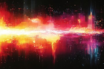abstract visual of horizontal distortion mimicking a broken video image on a black background, showcasing glitch effects and digital color pixel noise, ideal for modern digital art projects