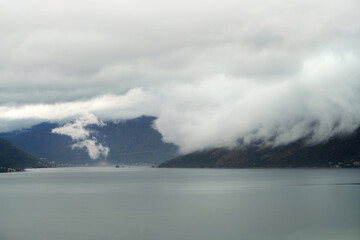 Relaxing mountain scenery with a calm lake