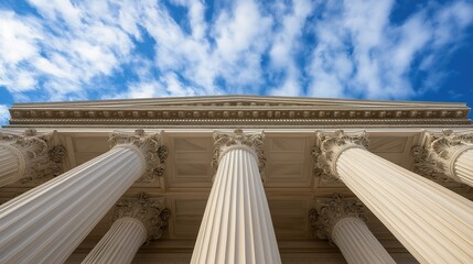 Federal Reserve building facade standing strong and secure, symbolizing economic stability and the central role of financial institutions in modern society.
