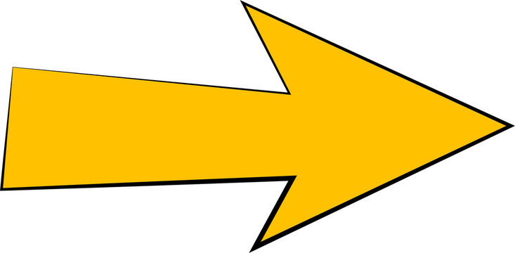 recommend clip art: A yellow arrow pointing to the right with five other arrows pointing in different directions. Concept of direction and movement, with the arrows representing different paths or choices