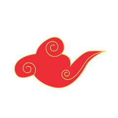 Traditional red and gold chinese cloud silhouette with elegant flowing tail, Cultural Symbol
