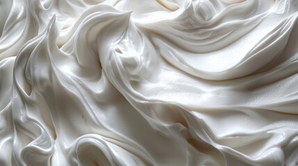 Obraz premium Luxurious Swirls of Whipped Cream Texture in Close-Up with Soft Lighting and Smooth, Creamy Details