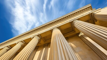 Federal Reserve building facade standing strong and secure, symbolizing economic stability and the central role of financial institutions in modern society.