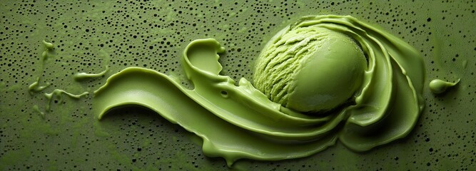 Obraz premium Green matcha backdrop with green matcha ice cream