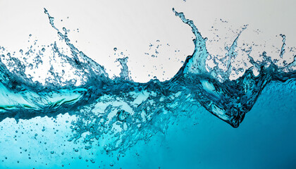 Obraz premium Teal and blue water splash, isolated on a white background.