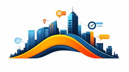 Obraz premium Smart City Innovation Connected Buildings, Data Flow, Urban Development, Website Banner.