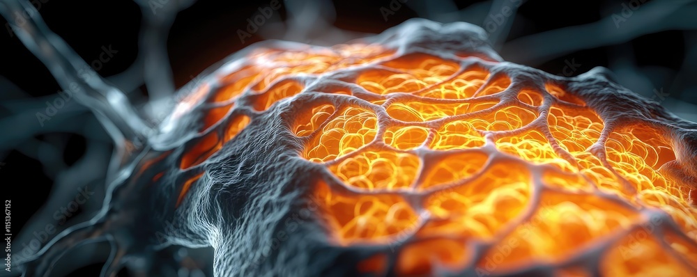 Poster Arthritis disease idea. A detailed microscopic view of a vibrant cell structure showcasing intricate patterns.