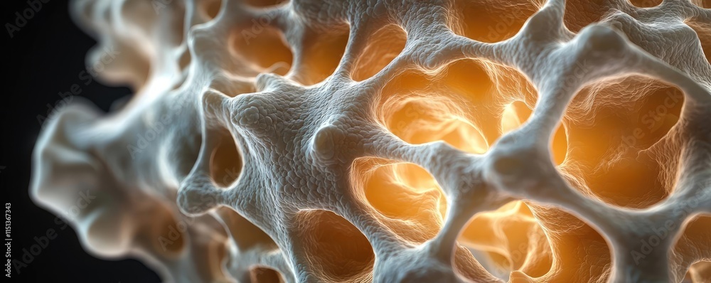 Poster arthritis disease idea. close-up view of luminous cellular structure showcasing intricate details.