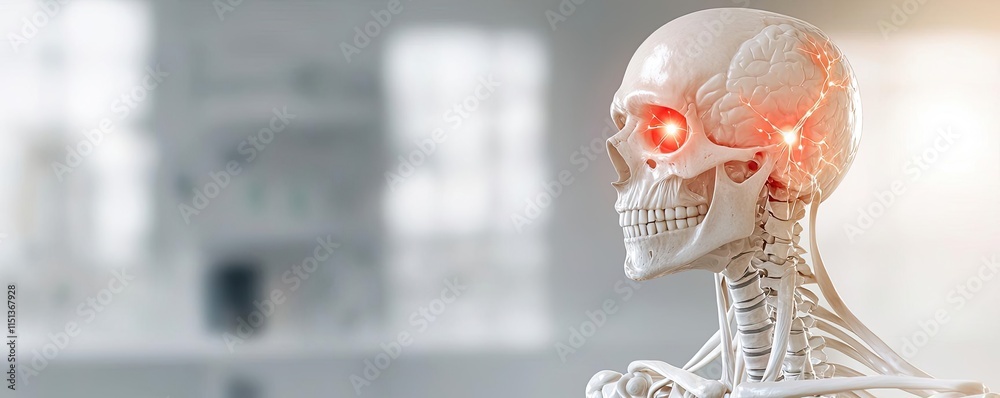Poster arthritis disease idea. realistic 3d illustration of a skeletal model highlighting neural connection