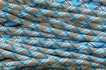 Blue climbing rope as a texture