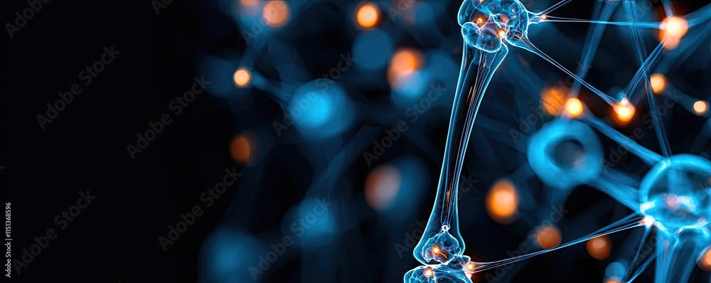 Poster arthritis disease idea. abstract representation of molecular structures and connections in a digital