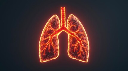 Chronic Lower Respiratory disease concept. An illuminated anatomical illustration of human lungs highlighting intricate details.