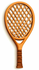 Vintage Wooden Tennis Racket Isolated White Background Sports Equipment.