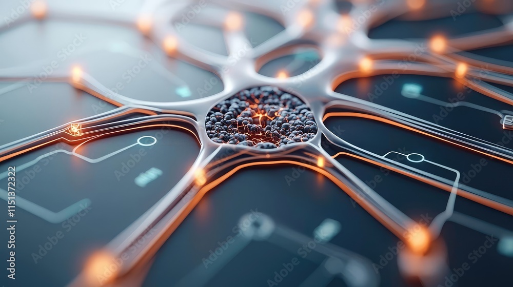 Poster chronic lower respiratory disease concept. abstract illustration of neural networks depicting interc