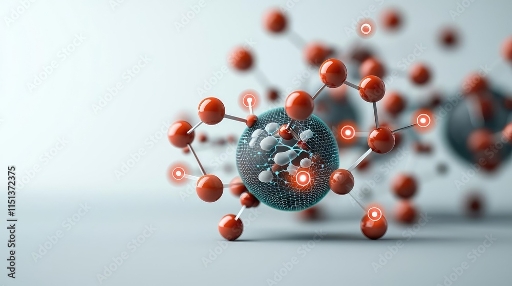 Poster chronic lower respiratory disease concept. colorful molecular structure representing science and tec