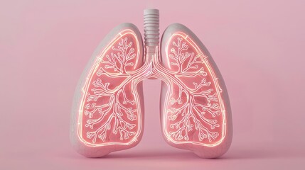 Chronic Lower Respiratory disease concept. Stylized representation of human lungs showcasing intricate structures and details.