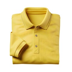 Yellow Polo Shirt with Collar and Two-Button Placket, Ideal for Casual Wear. Isolated on White Background.