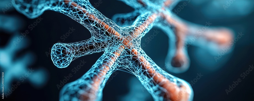 Poster chronic lower respiratory disease concept. close-up of a molecular structure highlighting intricate 