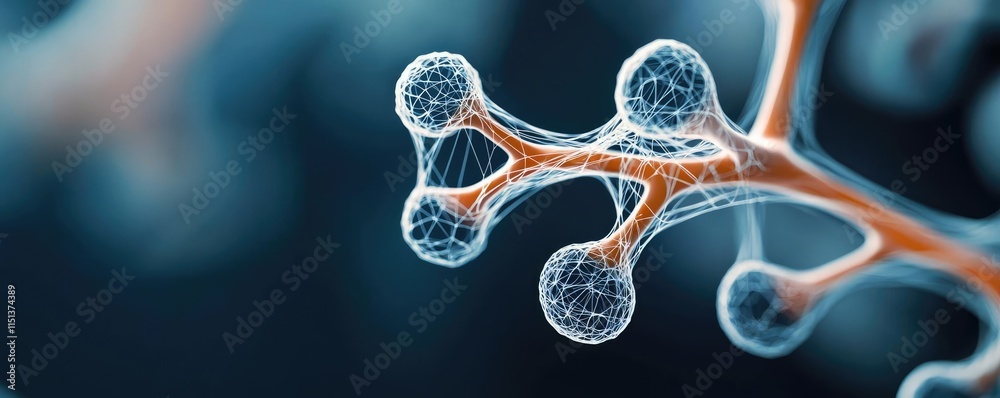 Poster chronic lower respiratory disease concept. close-up view of a molecular structure revealing intricat