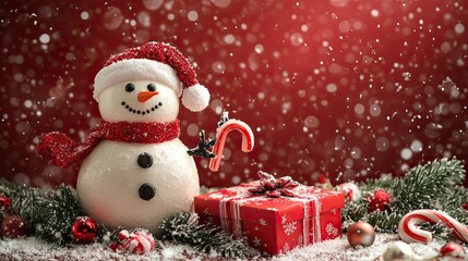 A Celebration of Christmas tree, Santa Claus with gift box, champagne and Beautiful Christmas holiday frame of fir branches with happy new year 2025