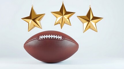 American football ball on white background