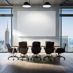 Modern meeting office with blank white wall