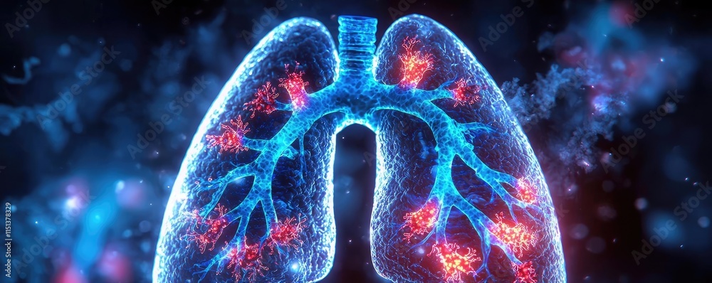 Poster chronic obstructive pulmonary disease idea. vibrant visual of human lungs highlighting anatomical st